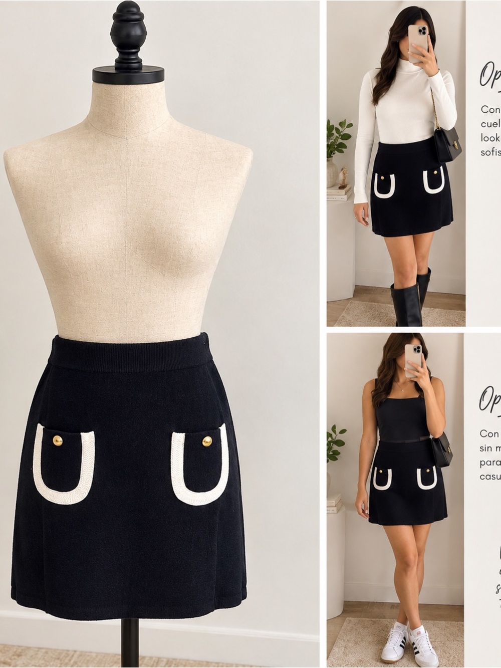 Classic Navy Mini Skirt with Contrast Pocket Trim
